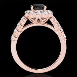 2.35 CTW Certified Vs Black Diamond Solitaire Halo Ring 10K Rose Gold - REF-115F3M - 33548