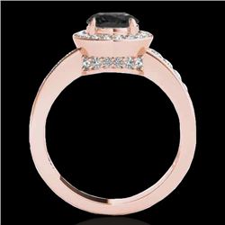 2 CTW Certified Vs Black Diamond Solitaire Halo Ring 10K Rose Gold - REF-82M8F - 34355