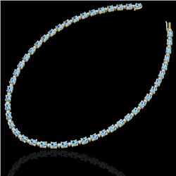49.85 CTW Aquamarine & VS/SI Certified Diamond Eternity Necklace 10K Yellow Gold - REF-494X2T - 2950