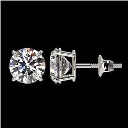 1.91 CTW Certified H-SI/I Quality Diamond Solitaire Stud Earrings 10K White Gold - REF-289R3K - 3662