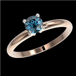 0.50 CTW Certified Intense Blue SI Diamond Solitaire Engagement Ring 10K Rose Gold - REF-58H2W - 328