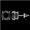 Image 1 : 3.50 CTW Fancy Black VS Diamond Solitaire Stud Earrings 10K White Gold - REF-86T8X - 36700