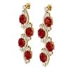 Image 1 : 16.12 CTW Royalty Designer Ruby & VS Diamond Earrings 18K Yellow Gold - REF-290Y9N - 38981