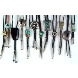 12 Bolos, Silver, Turquoise, Coral, Inlay