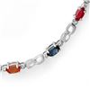 Image 2 : 9.02 CTW Multi-Sapphire & Diamond Necklace 18K White Gold - REF-163K6R - 11202