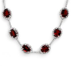 41.0 CTW Garnet & Diamond Necklace 10K White Gold - REF-194N5Y - 10813