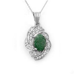 3.17 CTW Emerald & Diamond Pendant 18K White Gold - REF-90K9R - 13132