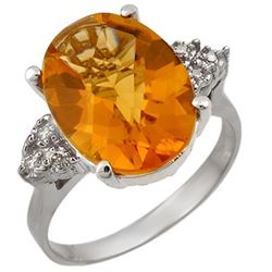 5.10 CTW Citrine & Diamond Ring 18K White Gold - REF-58R2K - 11393