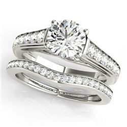 1.7 CTW Certified VS/SI Diamond Solitaire 2Pc Wedding Set 14K White Gold - REF-407R3K - 31628