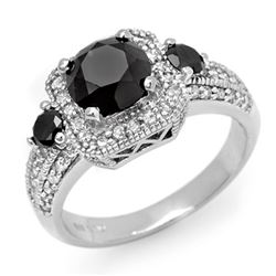 2.60 CTW Vs Certified Black & White Diamond Ring 14K White Gold - REF-110K4R - 13471