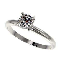 0.50 CTW Certified VS/SI Quality Cushion Cut Diamond Solitaire Ring 10K White Gold - REF-77N6Y - 328