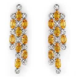 6.33 CTW Yellow Sapphire & Diamond Earrings 14K White Gold - REF-90T8X - 10267