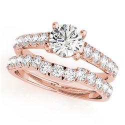 1.39 CTW Certified VS/SI Diamond 2Pc Set Solitaire Wedding 14K Rose Gold - REF-215T5X - 32088