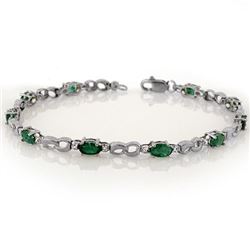 3.01 CTW Emerald & Diamond Bracelet 10K White Gold - REF-28X5T - 11322