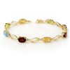 Image 1 : 8.02 CTW Multi-Sapphire & Diamond Bracelet 10K Yellow Gold - REF-45K6R - 10819