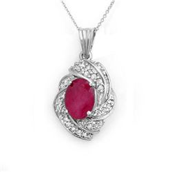 3.87 CTW Ruby & Diamond Pendant 18K White Gold - REF-90N9Y - 14362