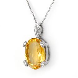 10.10 CTW Citrine & Diamond Necklace 18K White Gold - REF-62X4T - 11677