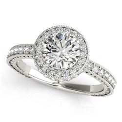 1.51 CTW Certified VS/SI Diamond Solitaire Halo Ring 18K White Gold - REF-398T5X - 26937