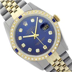 Rolex Men's Two Tone, QuickSet, Diam Dial & Diam/Sapphire Bezel - REF-474X5A