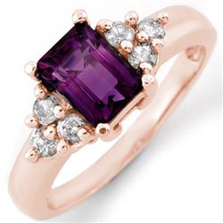 1.36 CTW Amethyst & Diamond Ring 14K Rose Gold - REF-51M3F - 10433