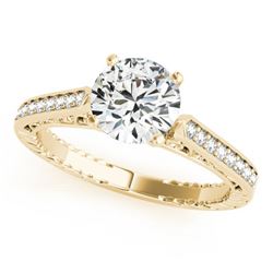 0.40 CTW Certified VS/SI Diamond Solitaire Antique Ring 18K Yellow Gold - REF-71M6F - 27365