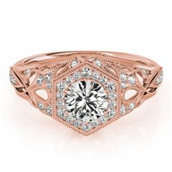 0.90 CTW Certified VS/SI Diamond Solitaire Halo Ring 18K Rose Gold - REF-145X5T - 26863