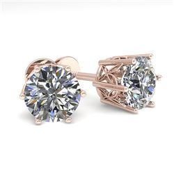 2.03 CTW Certified VS/SI Diamond Stud Solitaire Earrings 18K Rose Gold - REF-497R2K - 35846