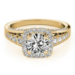 2 CTW Certified VS/SI Diamond Solitaire Halo Ring 18K Yellow Gold - REF-546W9H - 26948