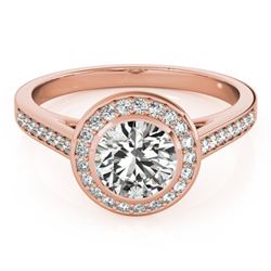 1.3 CTW Certified VS/SI Diamond Solitaire Halo Ring 18K Rose Gold - REF-385N3Y - 26417