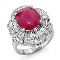 5.59 CTW Ruby & Diamond Ring 18K White Gold - REF-179H5W - 13146