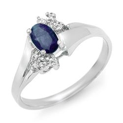 0.77 CTW Blue Sapphire & Diamond Ring 18K White Gold - REF-30X2T - 12409