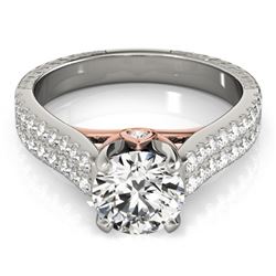 1.36 CTW Certified VS/SI Diamond Pave Ring 18K White & Rose Gold - REF-227N6Y - 28095