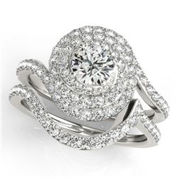 1.67 CTW Certified VS/SI Diamond 2Pc Wedding Set Solitaire Halo 14K White Gold - REF-169Y3N - 31295