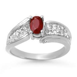 1.43 CTW Ruby & Diamond Ring 18K White Gold - REF-65N5Y - 13345