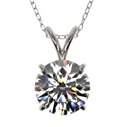 1.55 CTW Certified H-SI/I Quality Diamond Solitaire Necklace 10K White Gold - REF-324H2W - 36796