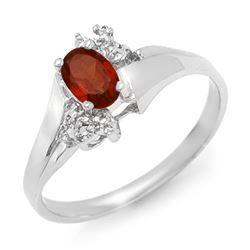 0.52 CTW Garnet & Diamond Ring 18K White Gold - REF-30R9K - 12370