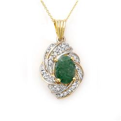 3.17 CTW Emerald & Diamond Pendant 14K Yellow Gold - REF-85F5M - 13131