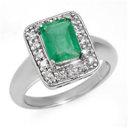 2.03 CTW Emerald & Diamond Ring 10K White Gold - REF-39N6Y - 13640