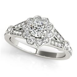 1.65 CTW Certified VS/SI Diamond Solitaire Halo Ring 18K White Gold - REF-400W8H - 26775