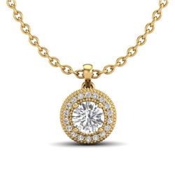 1 CTW VS/SI Diamond Solitaire Art Deco Stud Necklace 18K Yellow Gold - REF-180T2X - 36967