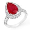 Image 1 : 6.25 CTW Ruby & Diamond Ring 18K White Gold - REF-134X4T - 10693