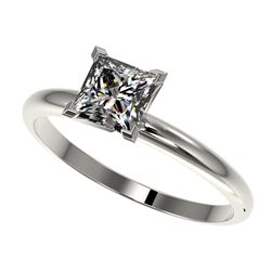 1 CTW Certified VS/SI Quality Princess Diamond Engagement Ring 10K White Gold - REF-297F2M - 32897