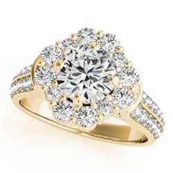 2.16 CTW Certified VS/SI Diamond Solitaire Halo Ring 18K Yellow Gold - REF-440M5F - 26711