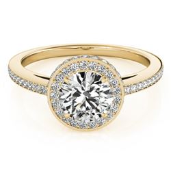 1.25 CTW Certified VS/SI Diamond Solitaire Halo Ring 18K Yellow Gold - REF-226X8T - 26921