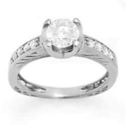 1.10 CTW Certified VS/SI Diamond Ring 18K White Gold - REF-185M5F - 11660