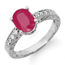 3.28 CTW Ruby & Diamond Ring 18K White Gold - REF-55R3K - 13736