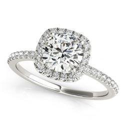 1 CTW Certified VS/SI Diamond Solitaire Halo Ring 18K White Gold - REF-188M2F - 26197