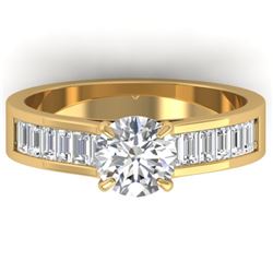 1.75 CTW Certified VS/SI Diamond Solitaire Art Deco Ring 14K Yellow Gold - REF-411H3W - 30350