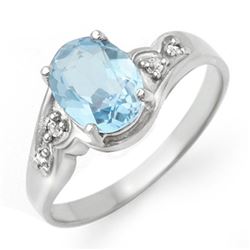 1.26 CTW Blue Topaz & Diamond Ring 18K White Gold - REF-31N8Y - 12353