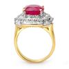 Image 2 : 5.59 CTW Ruby & Diamond Ring 14K Yellow Gold - REF-159W6H - 13145